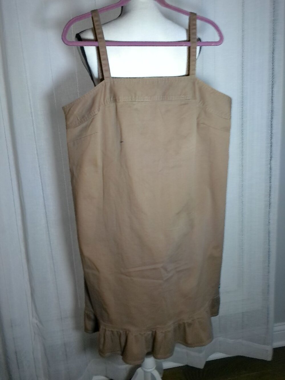 CAROLINA BLUES PLUS Slveless Square Neck Back Zip Light Brown Stretch Jumper 18W